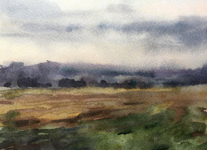 Watercolor painting In a field before a thunderstorm Viktor Mikhailichenko