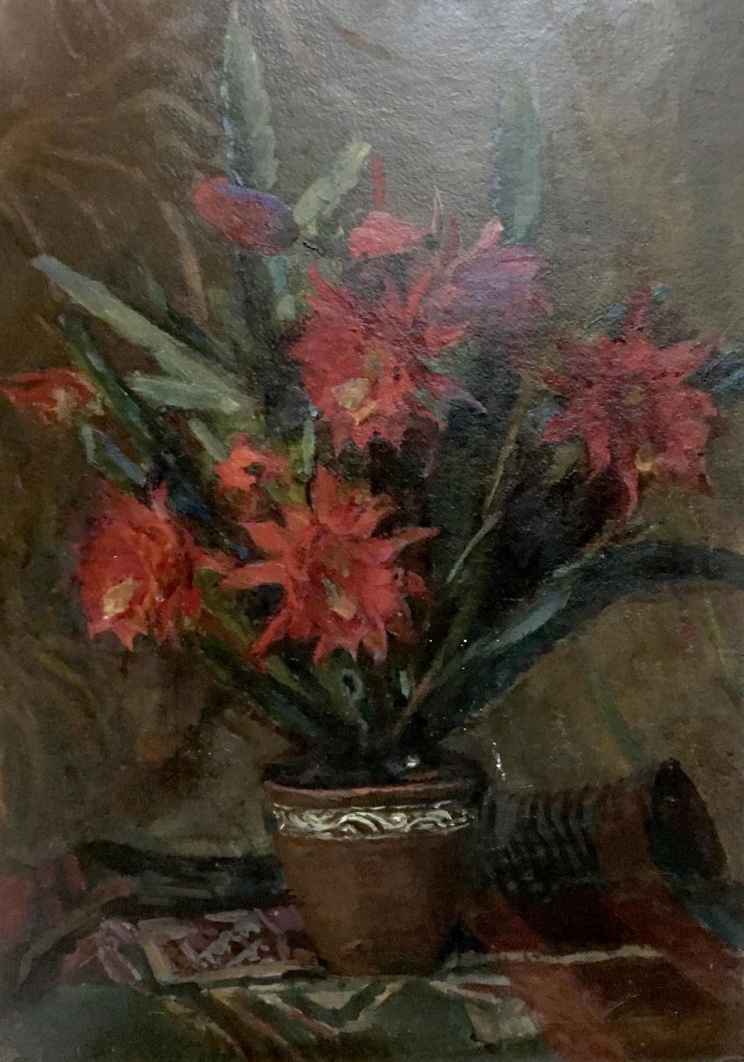 Oil painting Cactus blooms Stashkov Vyacheslav Kharlampievich