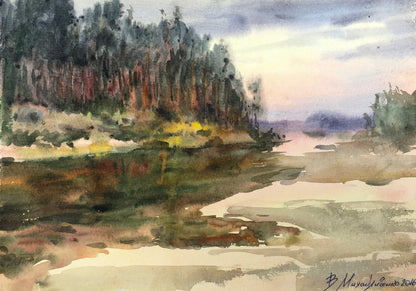 Watercolor painting Autumn has come Viktor Mikhailichenko