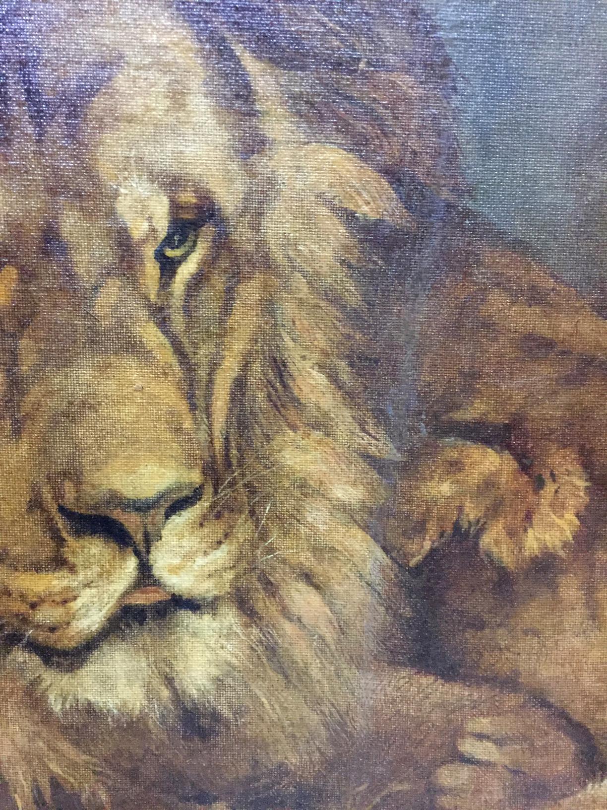 Oil painting Portrait of a lion