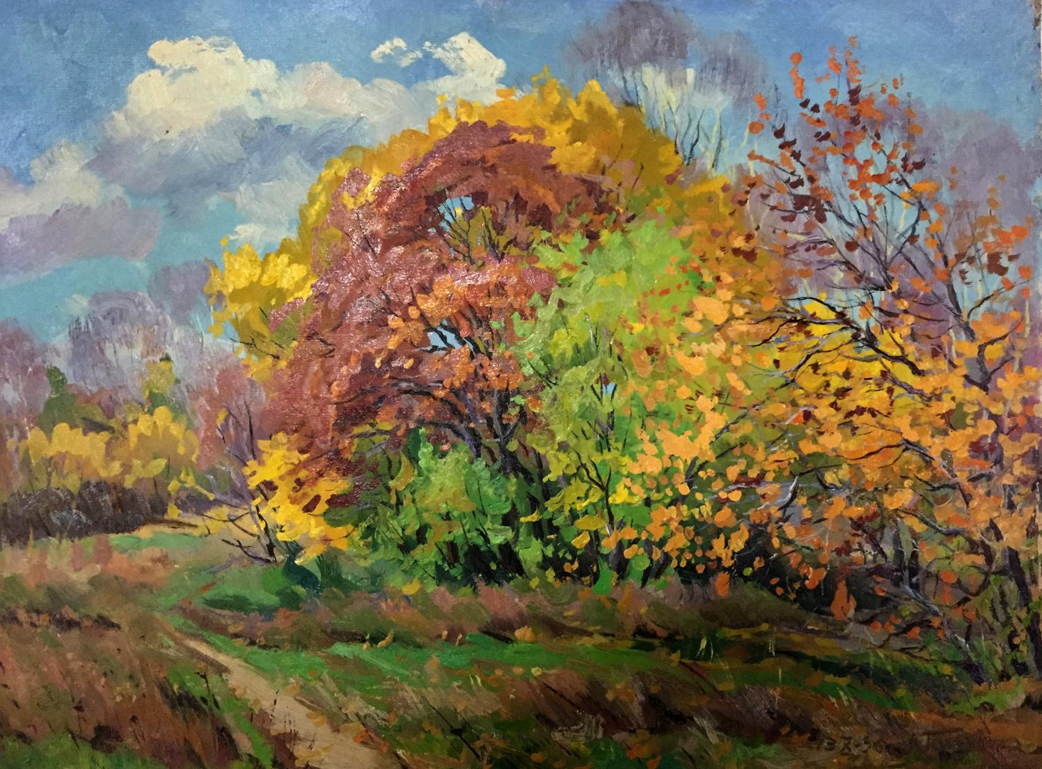 Oil painting Autumn landscape Pidgayko Lev Sergeevich