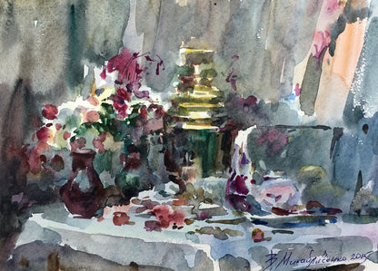 Watercolor painting Sweet still life Viktor Mikhailichenko