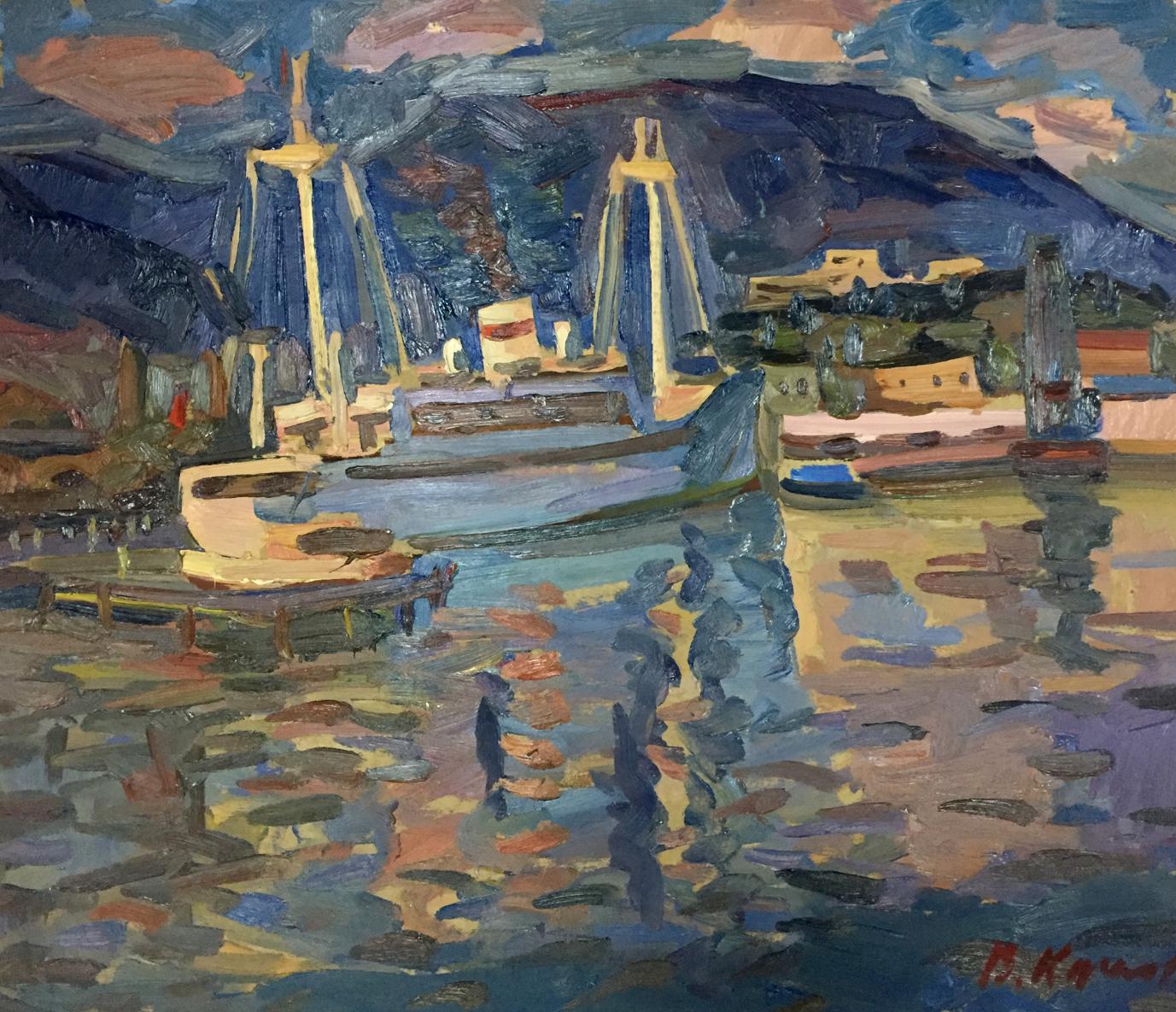 Oil painting In the port Karelin Vyacheslav Dmitrievich