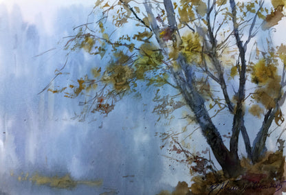 Watercolor painting Golden autumn Viktor Mikhailichenko