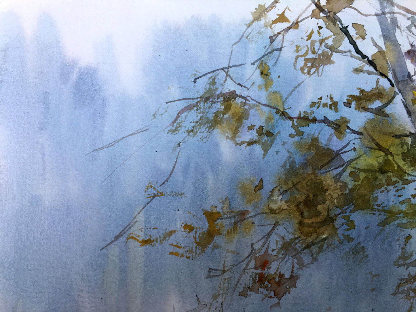 Watercolor painting Golden autumn Viktor Mikhailichenko