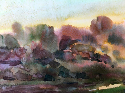 Watercolor painting Rural landscape Viktor Mikhailichenko