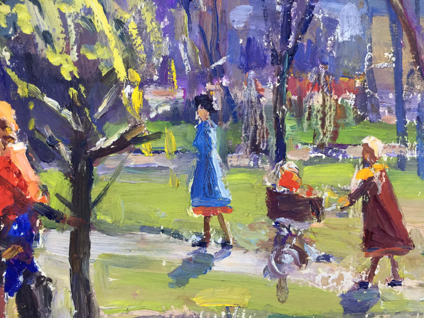 Oil painting People in the park I. Popov