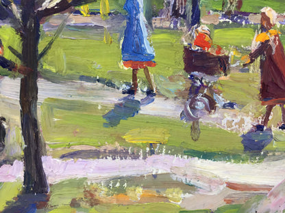 Oil painting People in the park I. Popov