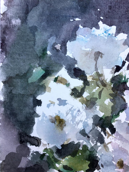 Viktor Mikhailichenko's watercolor painting captures the elegance of a white flower