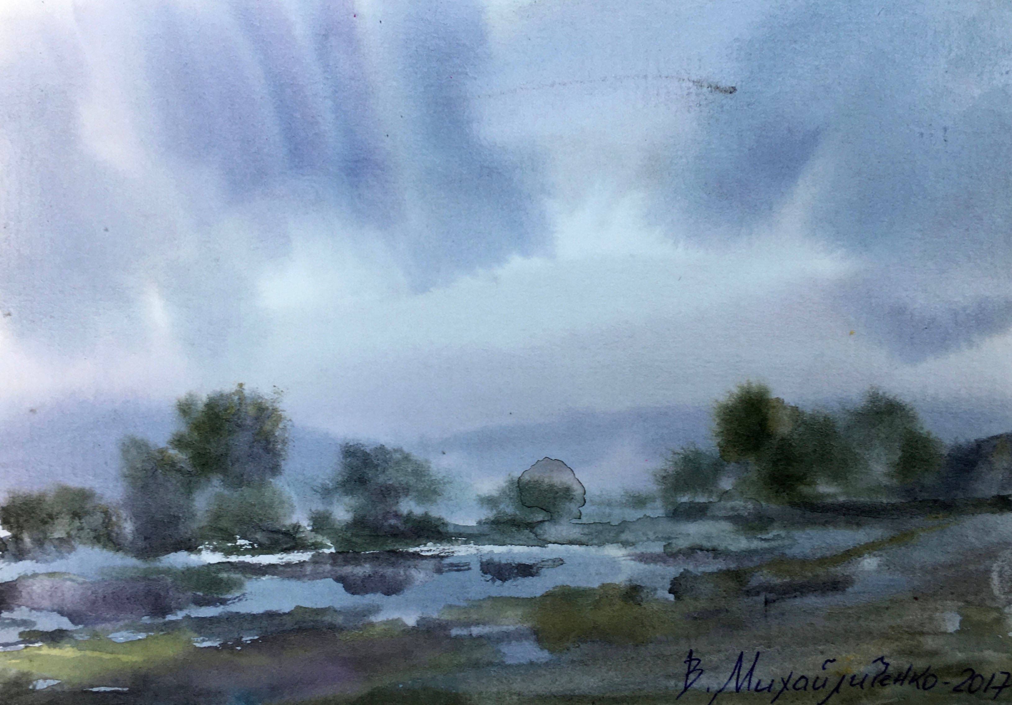 Watercolor painting After a rainy day Viktor Mikhailichenko