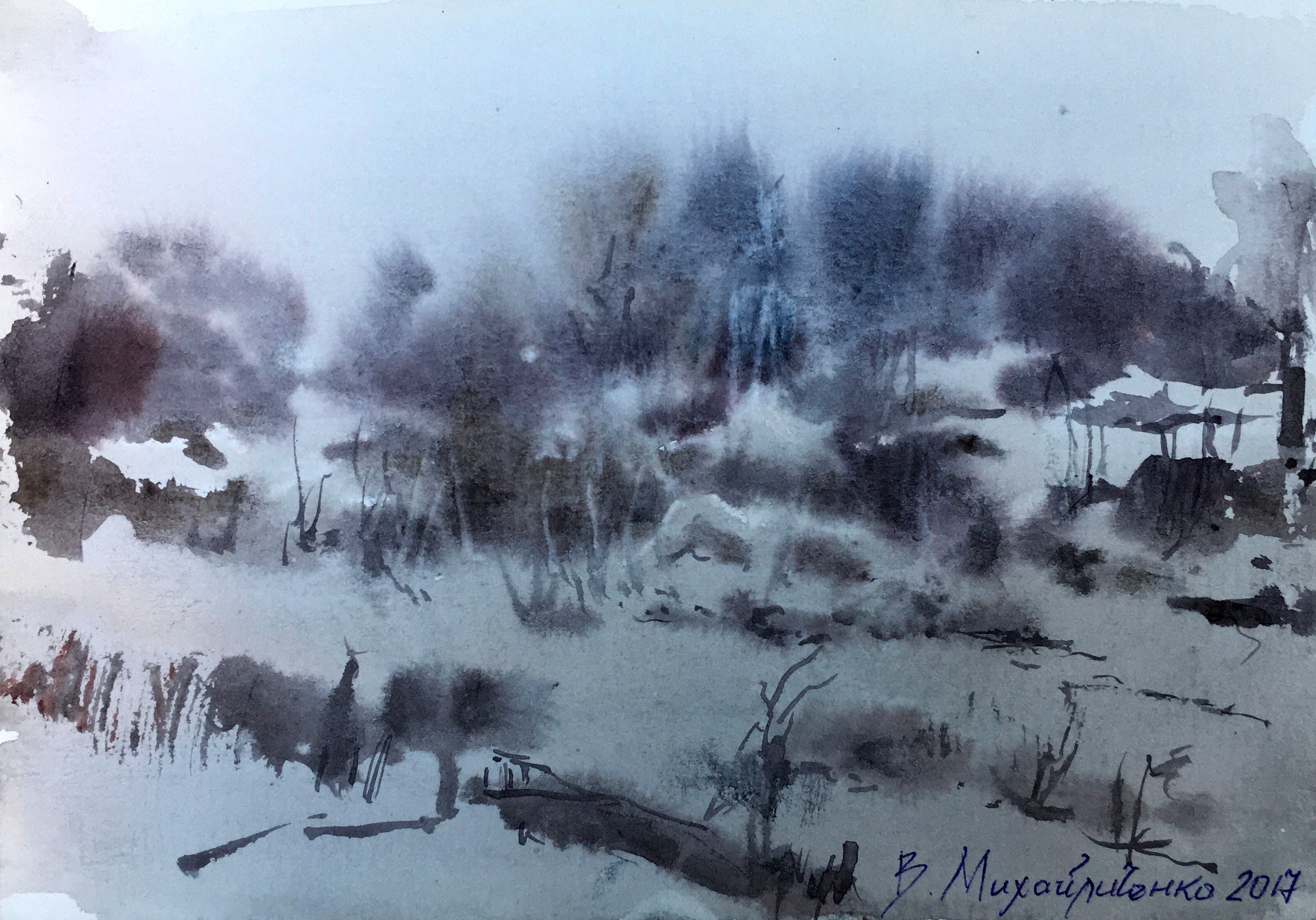 Watercolor painting Swamps Viktor Mikhailichenko