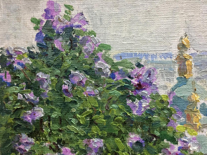 Oil painting Purple flowers Les' Tamara Semenovna