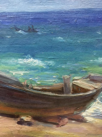 Oil painting Fishing boats Bozhenko Vasily Artemievich