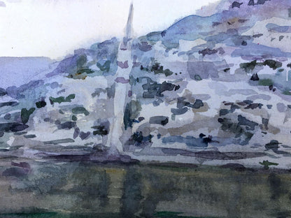 Watercolor painting Mountain View Viktor Mikhailichenko