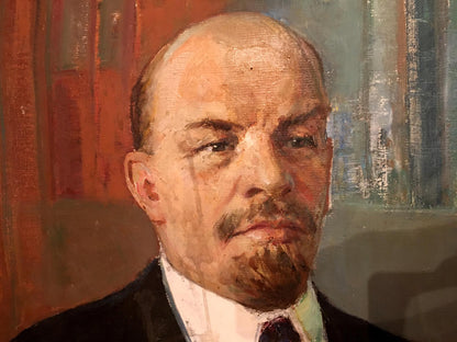 The gaze of Lenin is captivatingly portrayed in Tsvetkova V. P.'s oil artwork