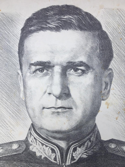 Pencil painting Sokolovskiy Vasily Danilovich Litvinov Alexandr Arkad'yevich