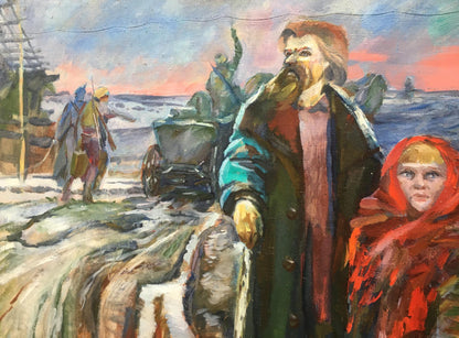 Oil painting Everyday life of people Andrey Ivanovich Serkov