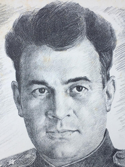 Pencil painting Chernyakhovsky Ivan Danilovich Litvinov Alexandr Arkad'yevich