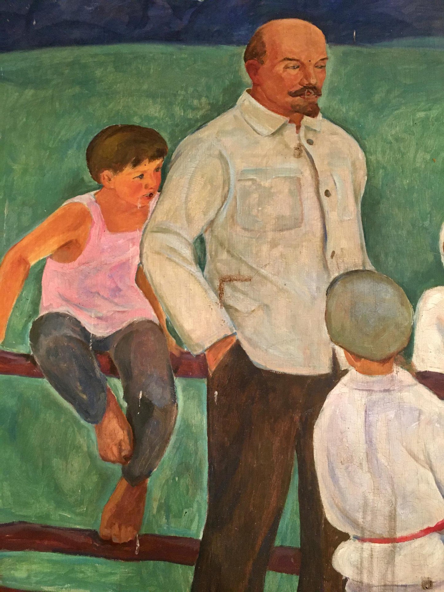 Oil painting Portrait of Lenin with the boys Muravyov A. S.