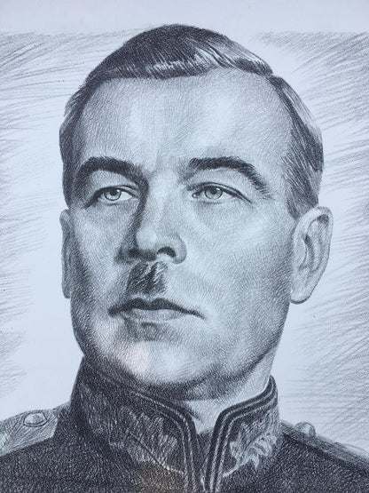 Pencil painting Govorov Leonid Alexandrovich Litvinov Alexandr Arkad'yevich