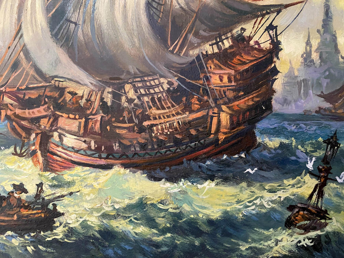 oil painting ship