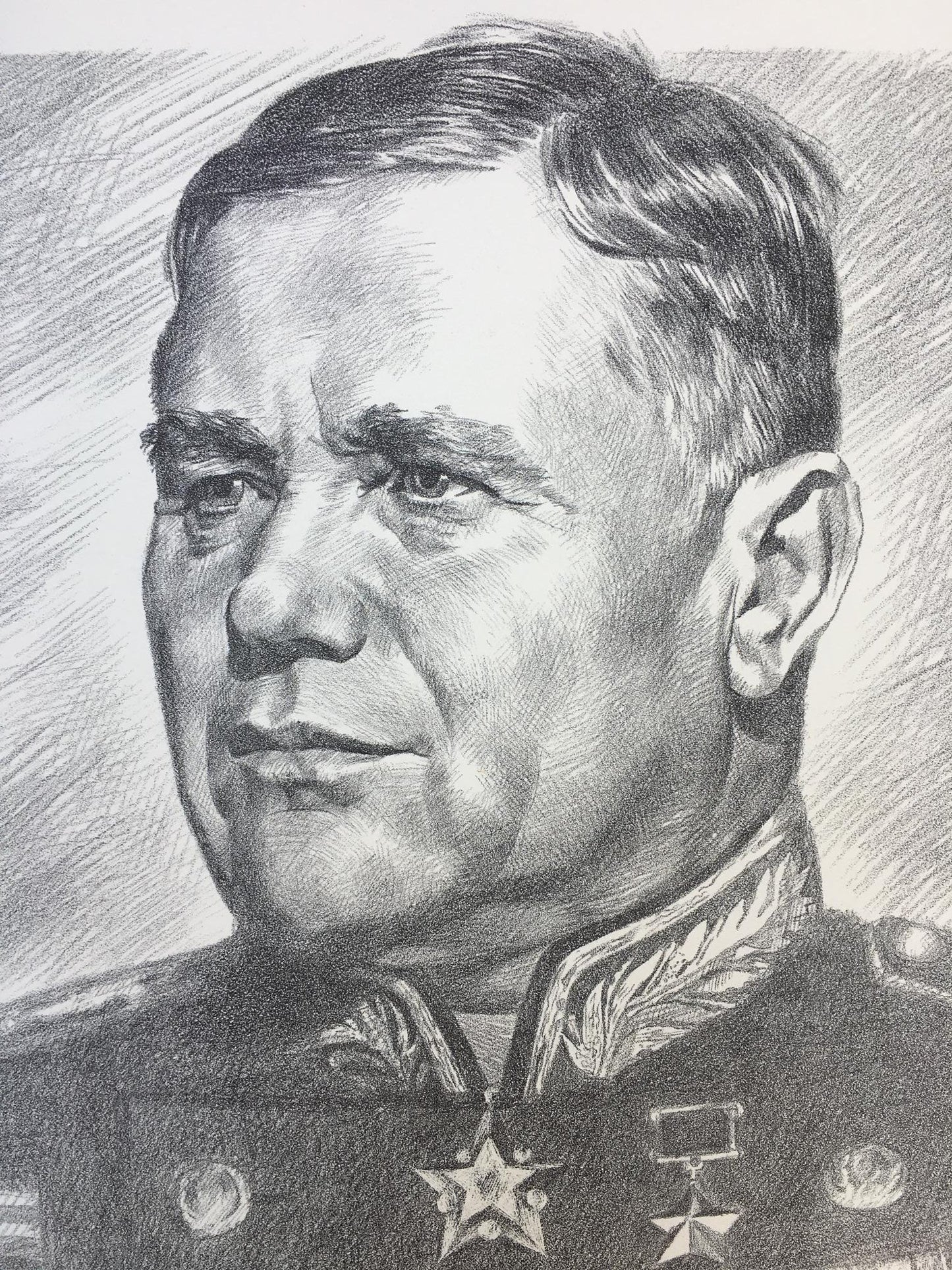Pencil painting Eremenko Andrey Ivanovich Litvinov Alexandr Arkad'yevich