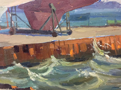 Oil painting Ship's bay