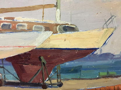 Oil painting Ship's bay