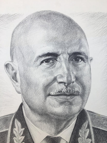 Pencil painting Bagramyan Ivan Khristoforovich Litvinov Alexandr Arkad'yevich