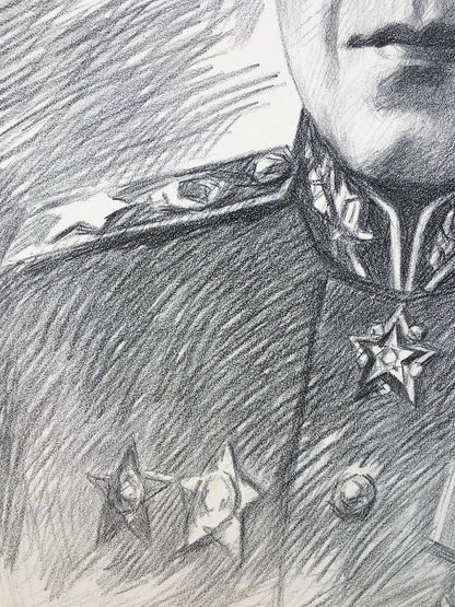 Pencil painting Shaposhnikov Boris Mikhailovich Litvinov Alexandr Arkad'yevich
