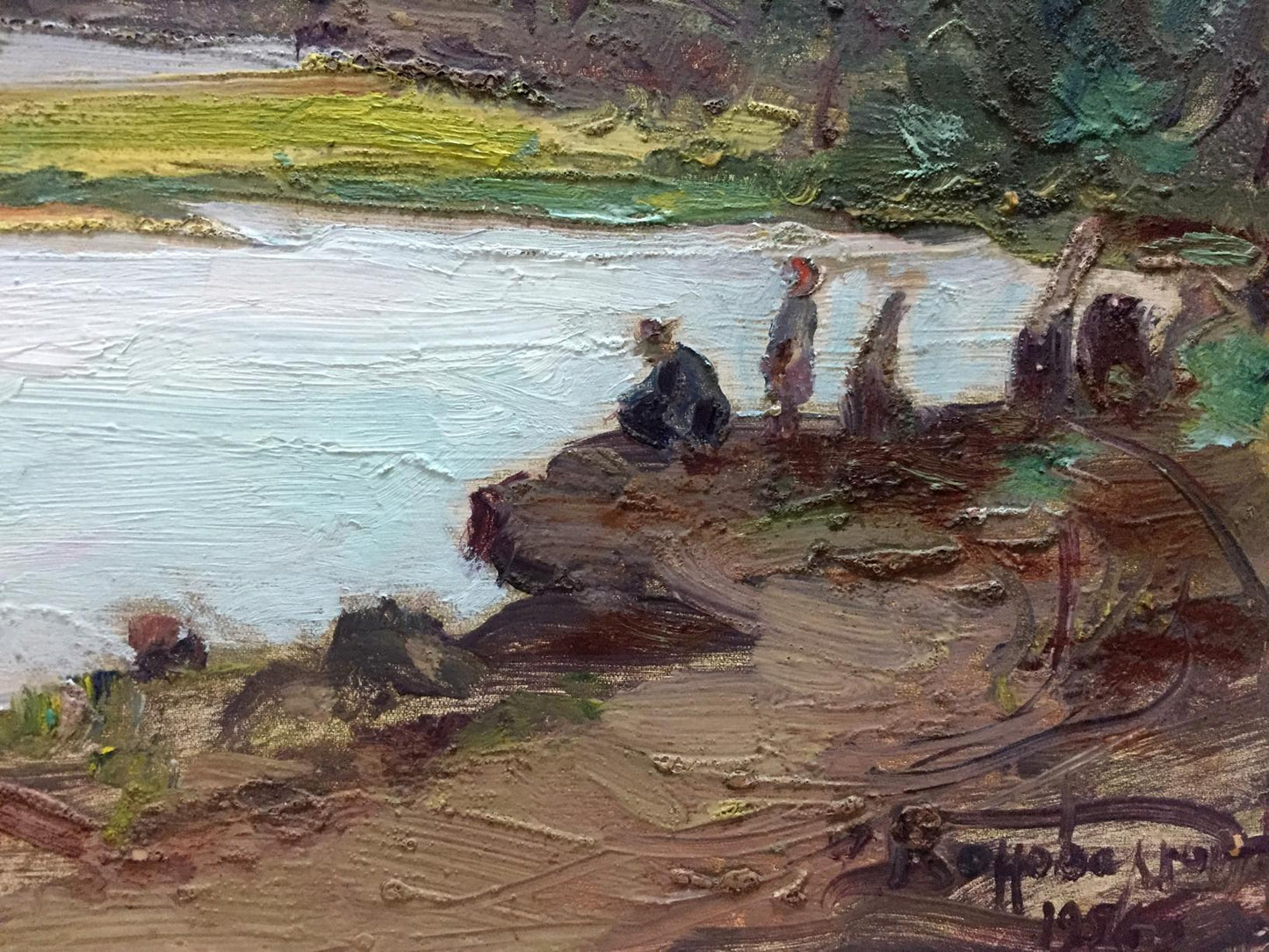 Oil painting People by the river Fedir Zotykovych Konovalyuk