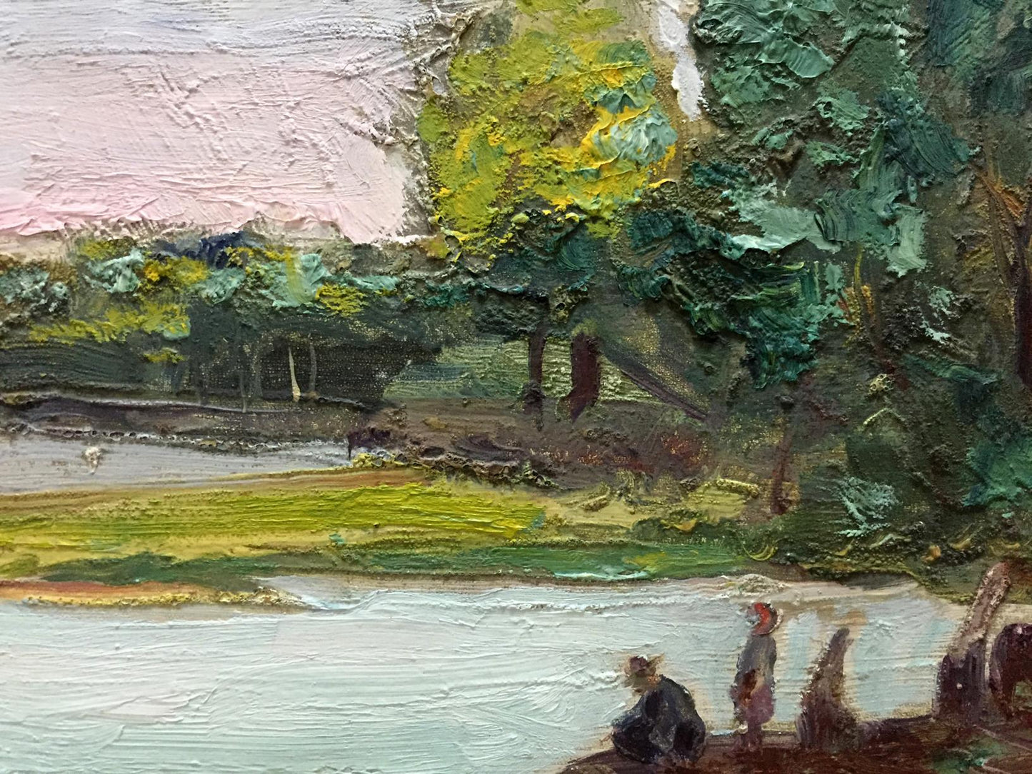 Oil painting People by the river Fedir Zotykovych Konovalyuk
