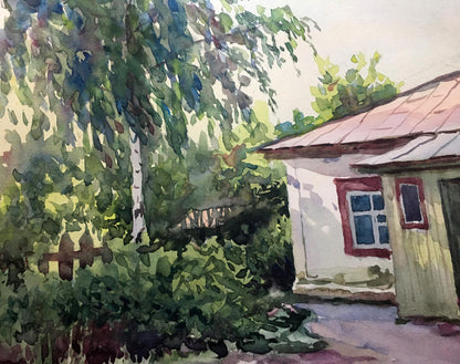 Watercolor painting Summer morning Dmitry Lednev