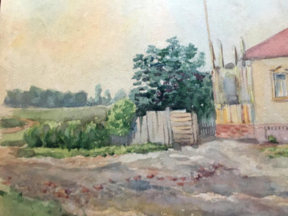 Watercolor painting Village Dmitry Lednev