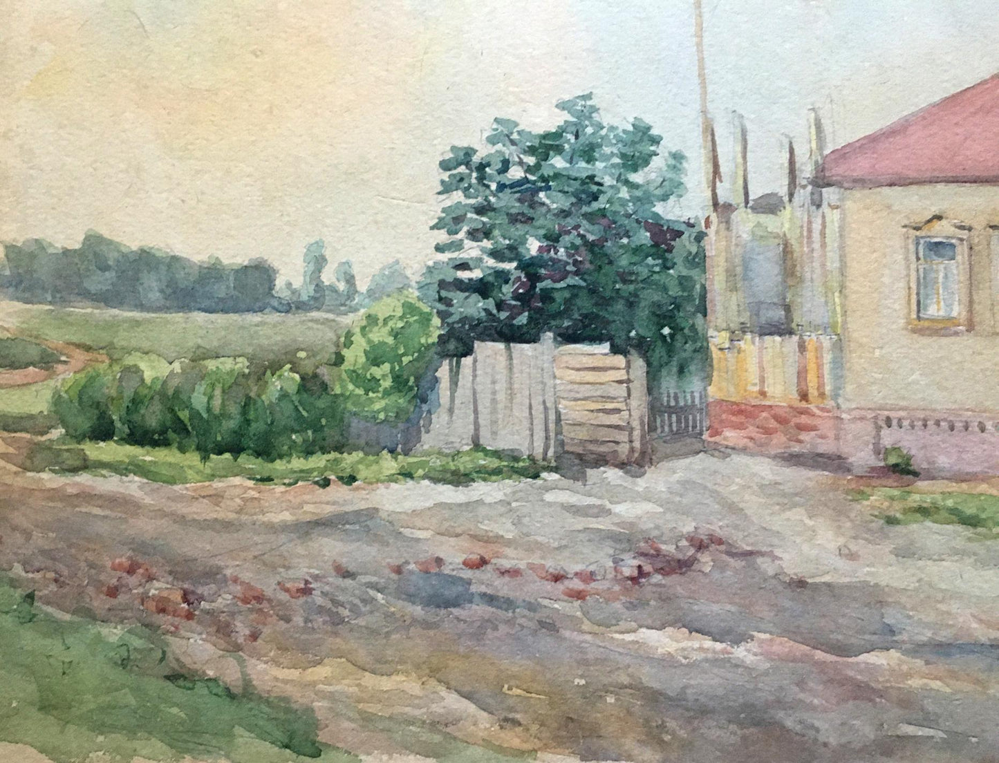 Watercolor painting Village Dmitry Lednev