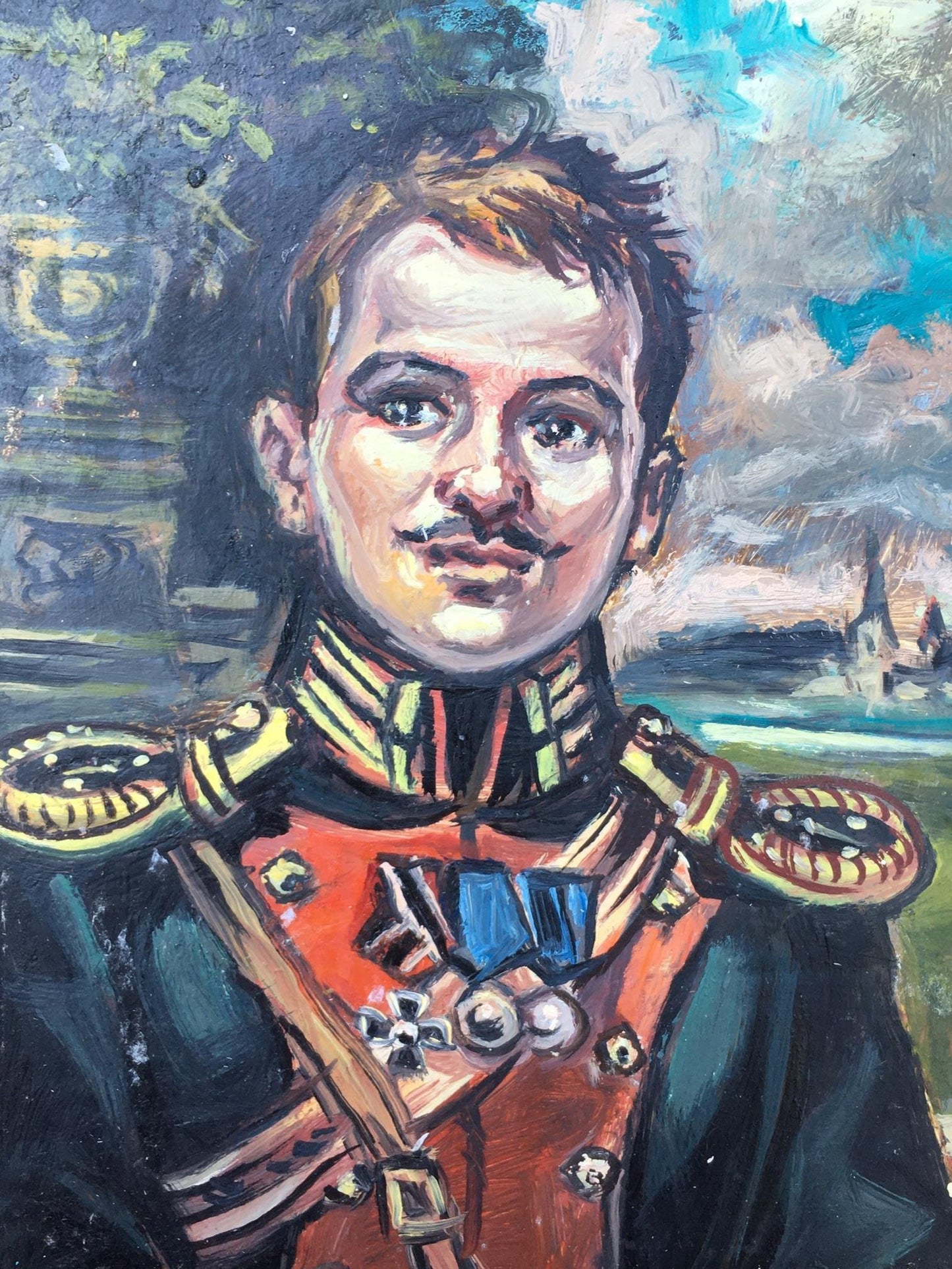 Oil painting Young veteran Alexander Arkadievich Litvinov