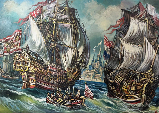 Oil painting 18th century ships buy