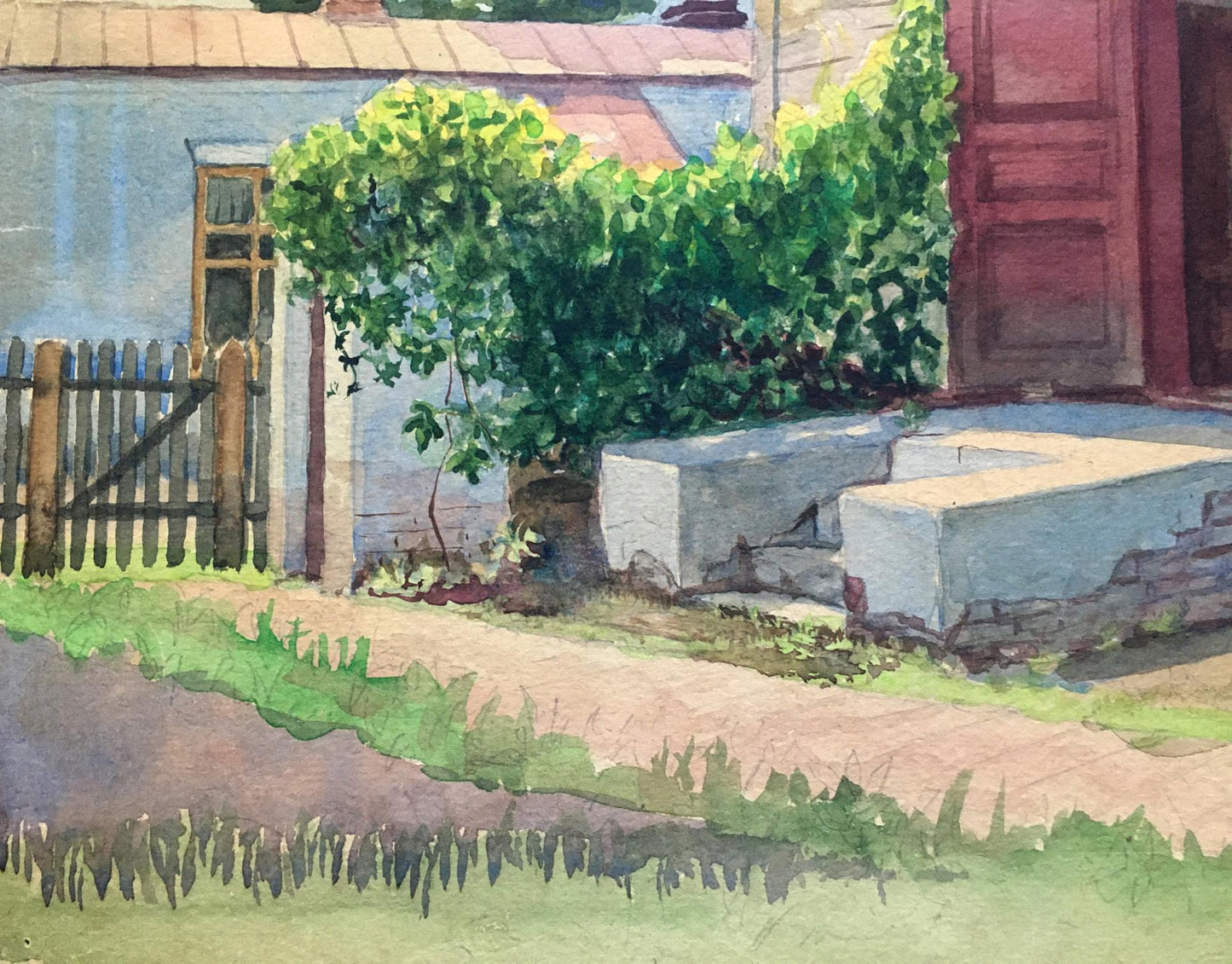 Watercolor painting Our courtyard Dmitry Lednev