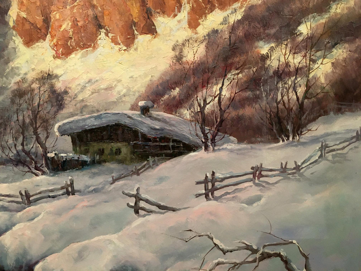 Oil painting Winter landscape Heinrich Hartung