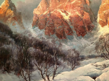 Oil painting Winter landscape Heinrich Hartung