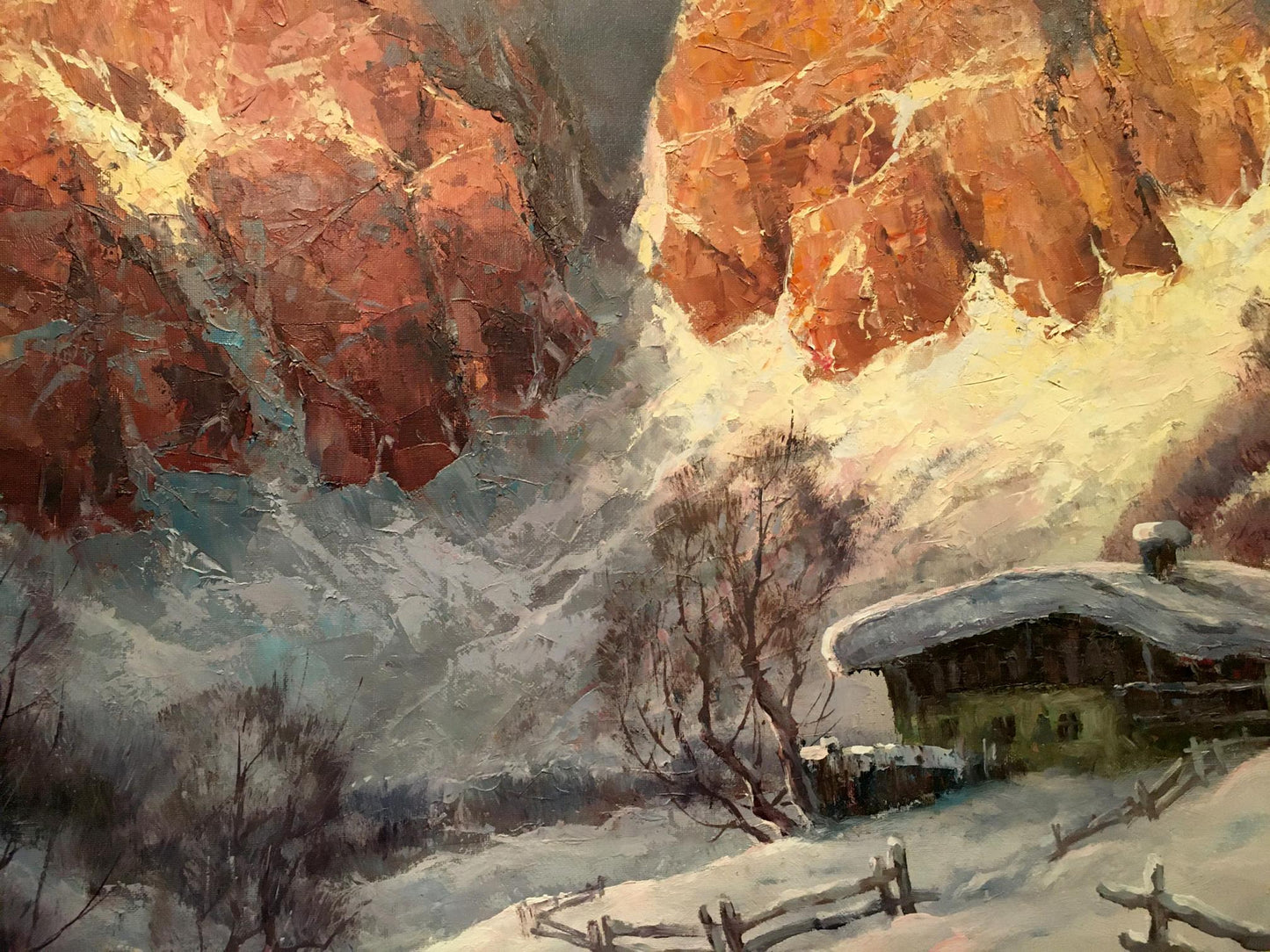 Oil painting Winter landscape Heinrich Hartung