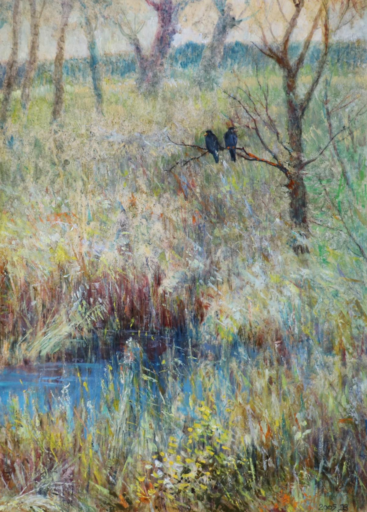 "Autumn Clearing" by Anatolii Duhnevich, an oil painting capturing the serene beauty.