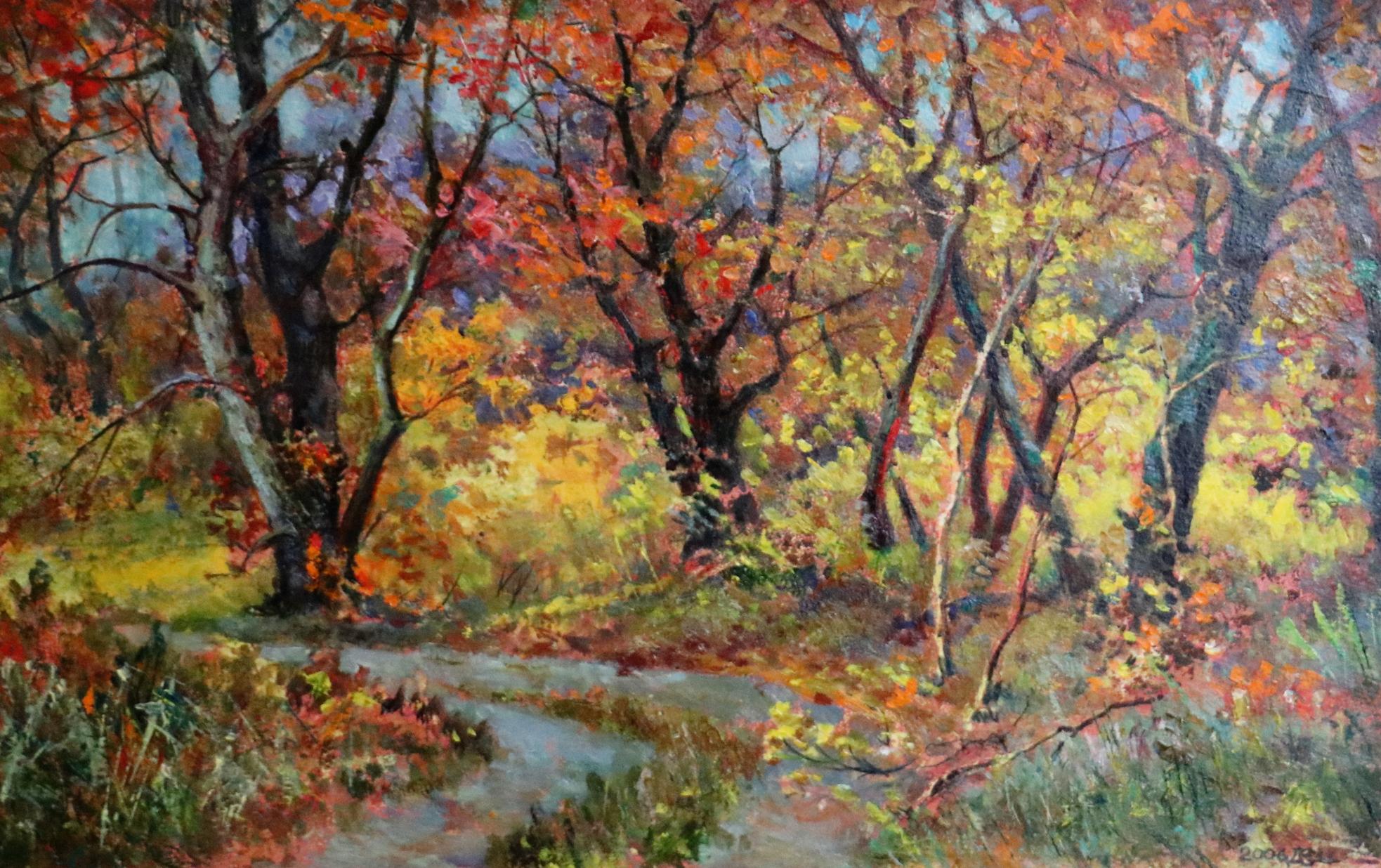 Oil painting Autumn trees in the forest Anatolii Duhnevich