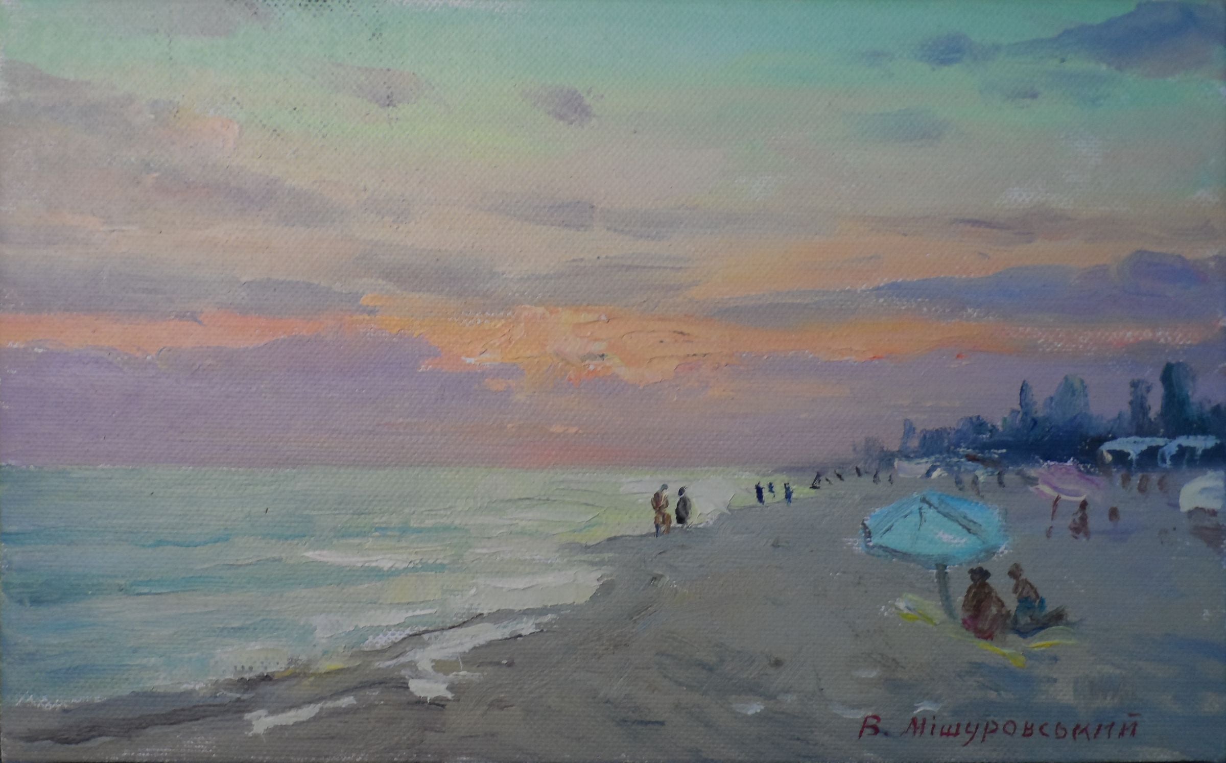 Oil painting Evening beach Mishurovsky V. V.