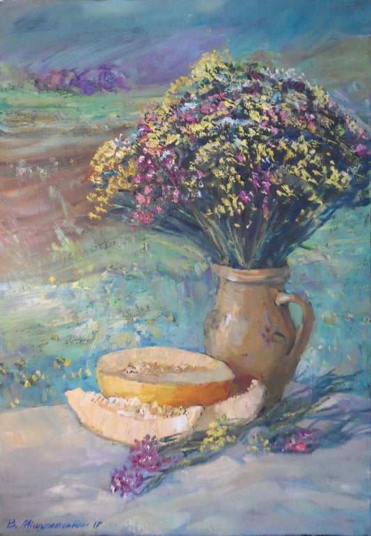Oil painting Melon and wildflower Mishurovsky V. V.