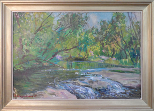 Acrylic painting On the river Ros Mishurovsky V. V.