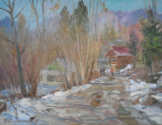 Oil painting February day Mishurovsky V. V.