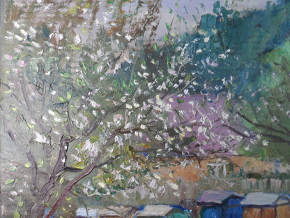 Oil painting Spring. beehives Mishurovsky V. V.
