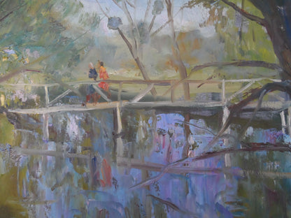 Oil painting Spring on the river Mishurovsky V. V.