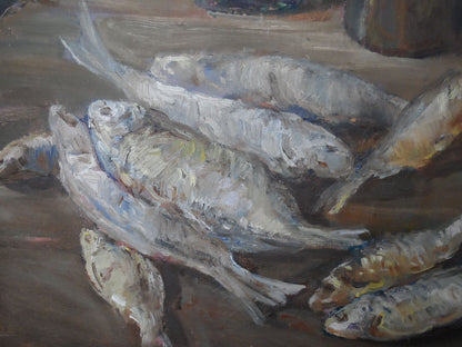 Oil painting Old fishing treats Mishurovsky V. V.